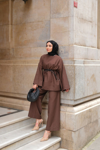 Basıc Keten Takım Kahverengi