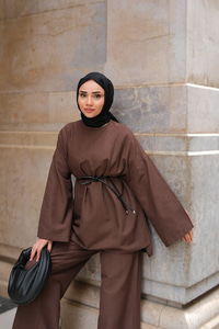 Basıc Keten Takım Kahverengi