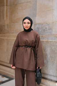 Basıc Keten Takım Kahverengi