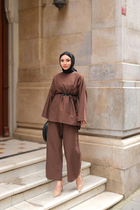 Basıc Keten Takım Kahverengi