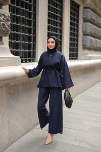 Basıc Keten Takım Lacivert