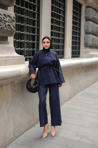 Basıc Keten Takım Lacivert