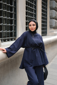 Basıc Keten Takım Lacivert