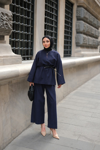 Basıc Keten Takım Lacivert