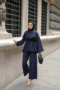 Basıc Keten Takım Lacivert