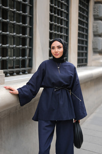 Basıc Keten Takım Lacivert