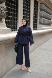 Basıc Keten Takım Lacivert