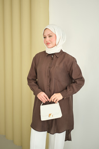 Basic Uzun Gömlek Kahverengi