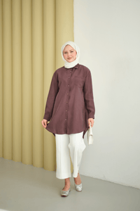 Basic Uzun Gömlek Mürdüm