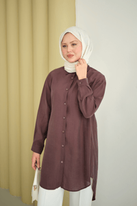 Basic Uzun Gömlek Mürdüm