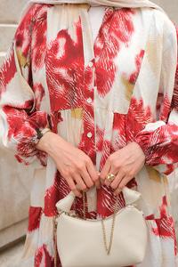 Baskı Desenli Elbise Kırmızı