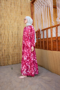 Batik Desen Elbise Fuşya