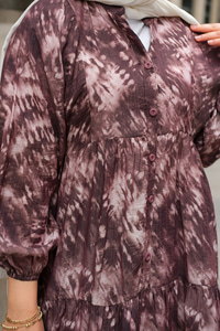 Batik Desen Elbise Kahverengi