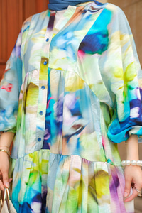 Batik Desen Elbise Mavi