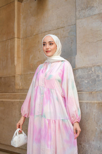 Batik Desen Elbise Pembe