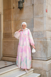 Batik Desen Elbise Pembe