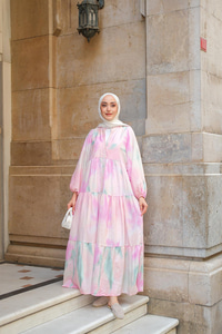 Batik Desen Elbise Pembe