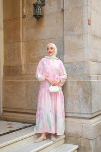Batik Desen Elbise Pembe