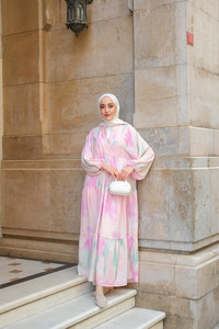 Batik Desen Elbise Pembe