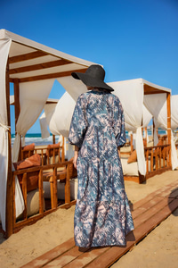 Batik Desen Elbise Petrol Mavi