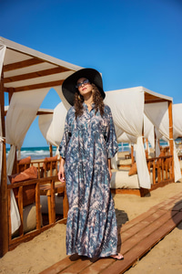 Batik Desen Elbise Petrol Mavi