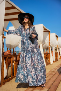 Batik Desen Elbise Petrol Mavi