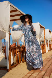 Batik Desen Elbise Petrol Mavi