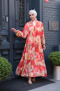 Batik Desen Elbise Turuncu