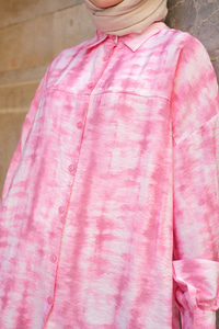 Batik Desen Lilyum Gömlek Pembe