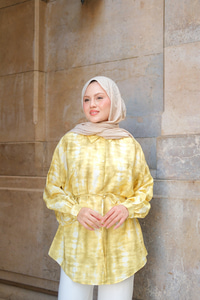 Batik Desen Lilyum Gömlek Sarı