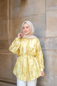 Batik Desen Lilyum Gömlek Sarı