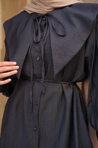 Bebe Yaka Bel Bağlamalı Gömlek Antrasit