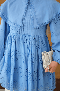 Bebe Yaka Dantel Detay Gömlek Mavi