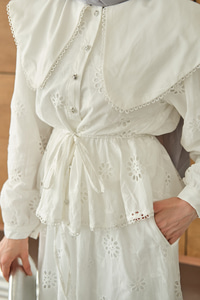 Bebe Yaka Dantel Detay Takım Beyaz