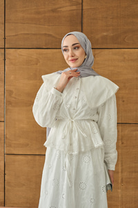 Bebe Yaka Dantel Detay Takım Beyaz