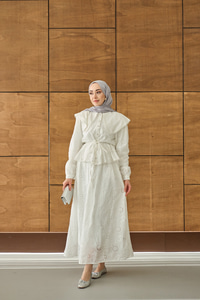 Bebe Yaka Dantel Detay Takım Beyaz