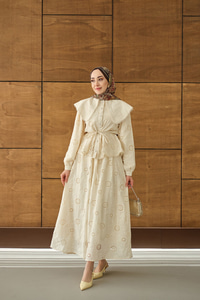 Bebe Yaka Dantel Detay Takım Krem