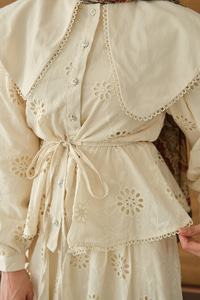 Bebe Yaka Dantel Detay Takım Krem