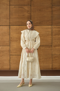 Bebe Yaka Dantel Detay Takım Krem