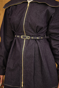 Bebe Yaka Kemer Bağlamalı Fermuarlı Pantolonlu Takım Mor