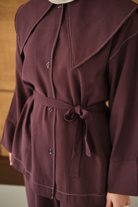 Bebe Yaka Süs Dikiş Detay Takım Mürdüm