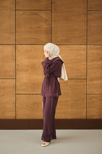 Bebe Yaka Süs Dikiş Detay Takım Mürdüm