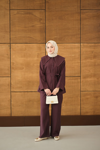 Bebe Yaka Süs Dikiş Detay Takım Mürdüm