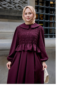 Bebe Yaka Üstü Lastikli Takım Bordo