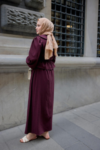 Bebe Yaka Üstü Lastikli Takım Bordo