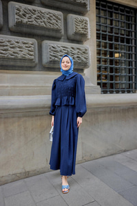 Bebe Yaka Üstü Lastikli Takım Lacivert