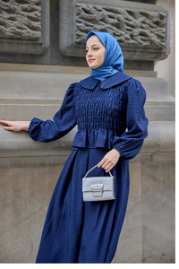 Bebe Yaka Üstü Lastikli Takım Lacivert