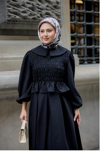 Bebe Yaka Üstü Lastikli Takım Siyah