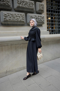 Bebe Yaka Üstü Lastikli Takım Siyah