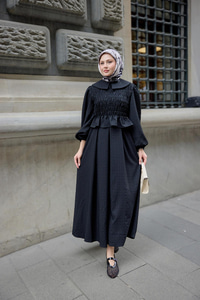 Bebe Yaka Üstü Lastikli Takım Siyah